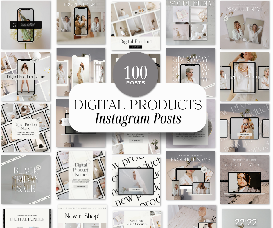 100 Customizable Instagram Canva Templates For Digital Products – With Master Resell Rights!