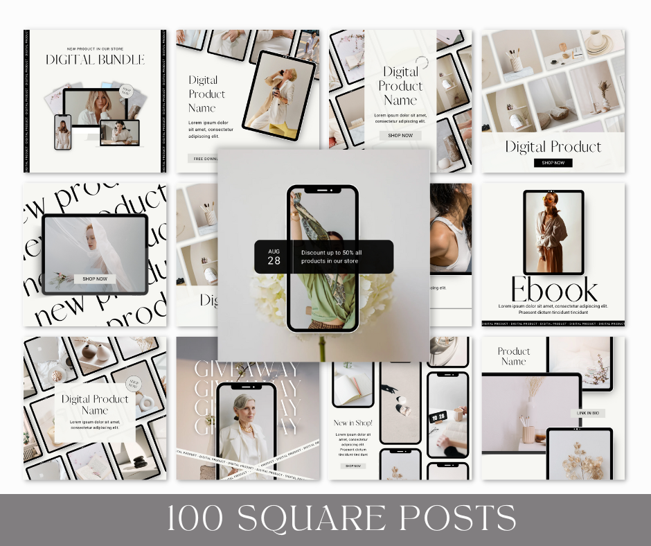 100 Customizable Instagram Canva Templates For Digital Products – With Master Resell Rights!