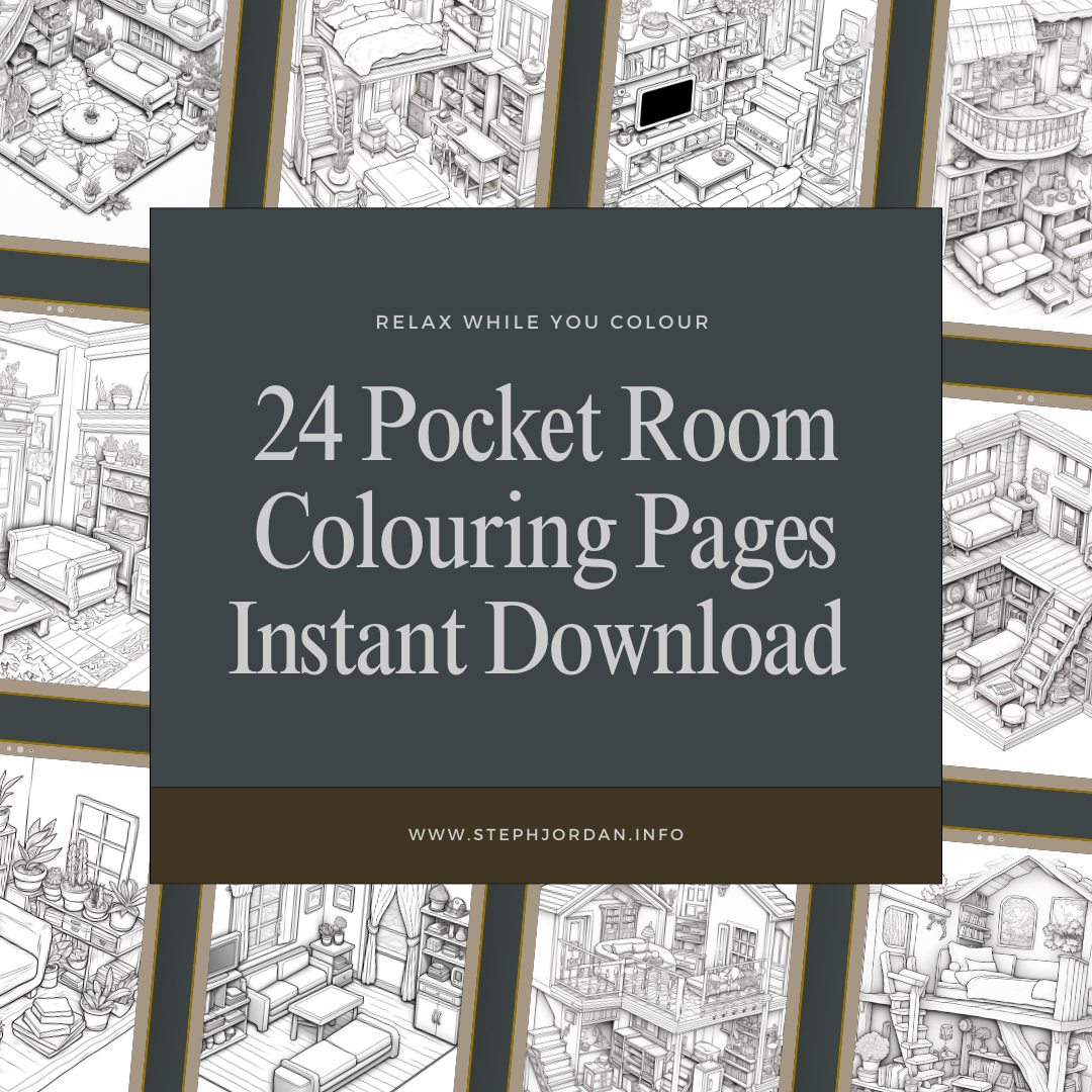 Pocket Room Colouring Pages, Isometric Colouring